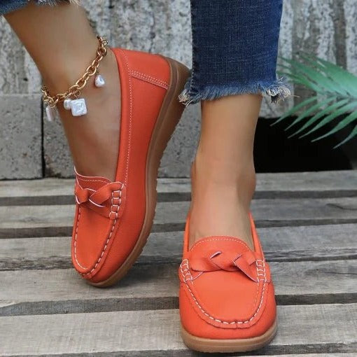 Women's Soft Leather Walking Loafers – Comfortable Slip-On Shoes for Daily Wear