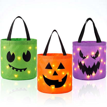 3 PCS Light Up Pumpkin Buckets - Glow While You Trick or Treat – Ventayo