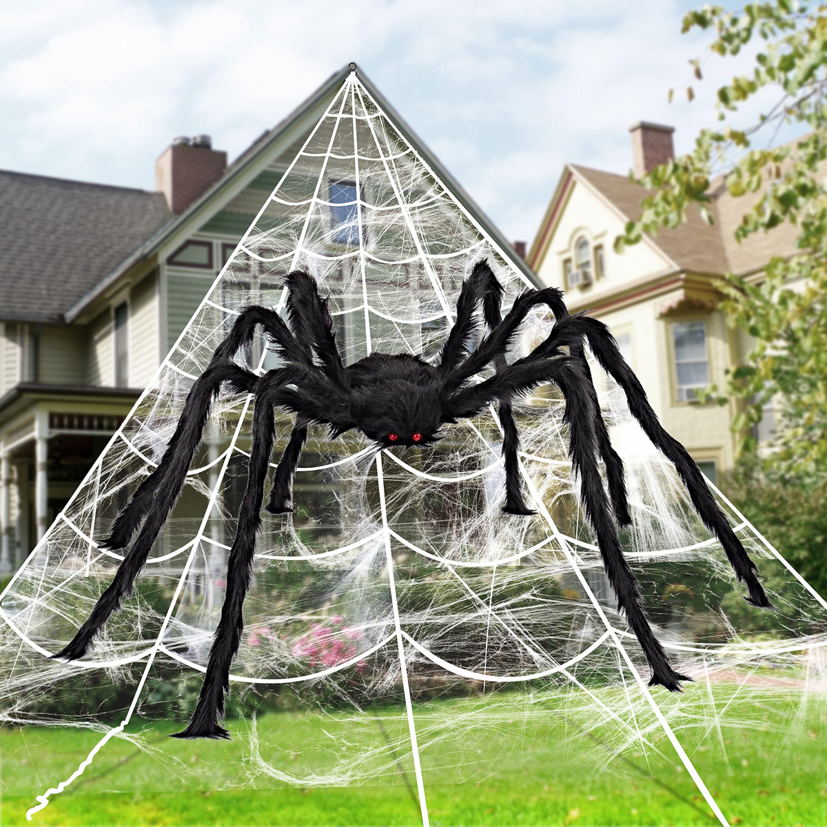 Giant Spider Web Set With 5 Ft Spider Halloween Decoration – Ventayo