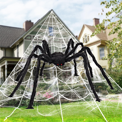 Giant Spider Web Set With 5 Ft Spider Halloween Decoration – Ventayo