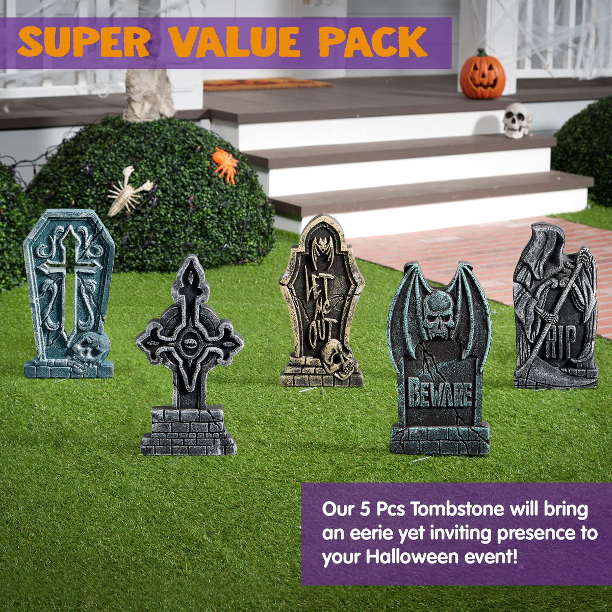 Cross Foam Tombstone Halloween Decoration, 12 Stakes – Ventayo