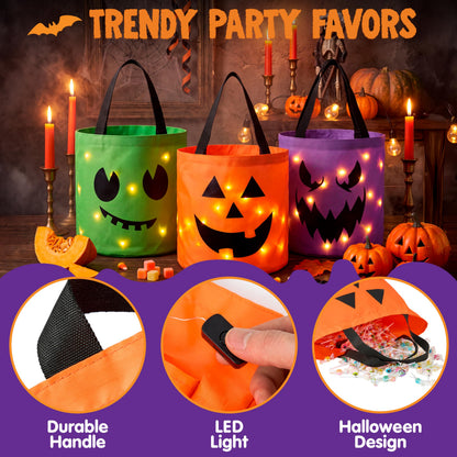 3 PCS Light Up Pumpkin Buckets - Glow While You Trick or Treat – Ventayo