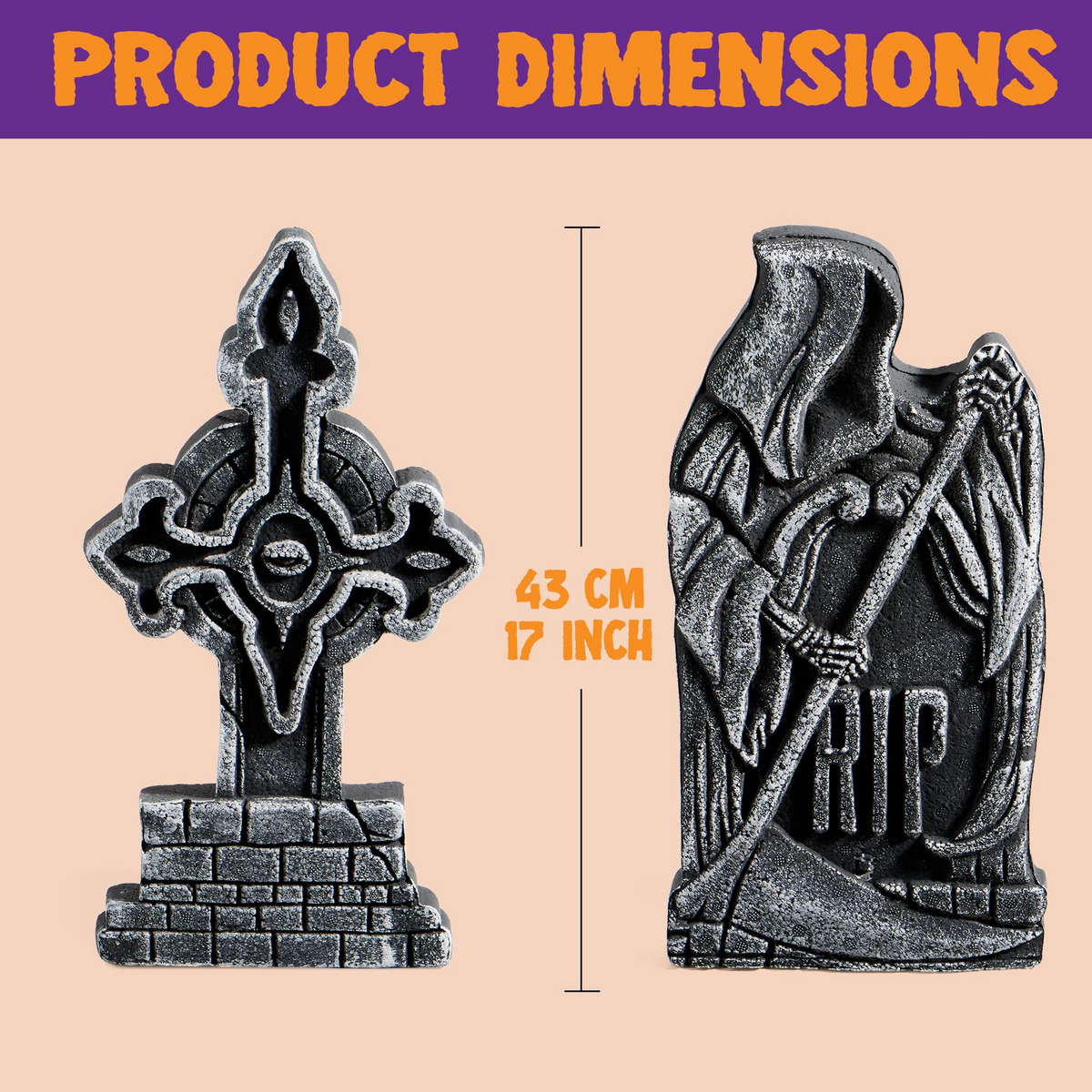 Cross Foam Tombstone Halloween Decoration, 12 Stakes – Ventayo