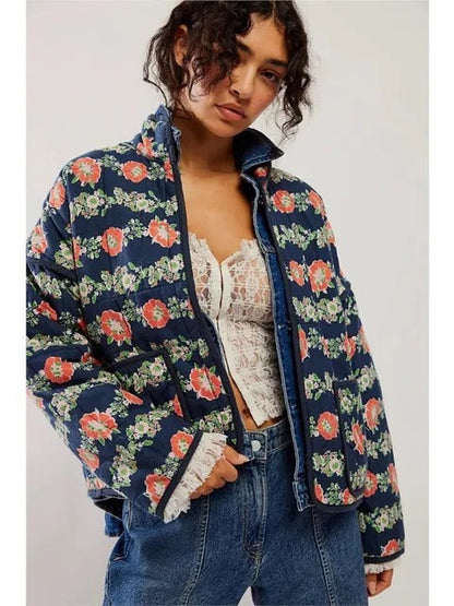 Vintage bloemenprint jas