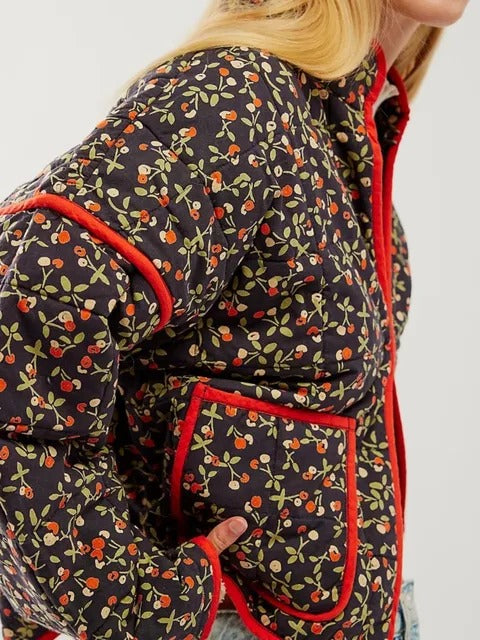 Vintage bloemenprint jas