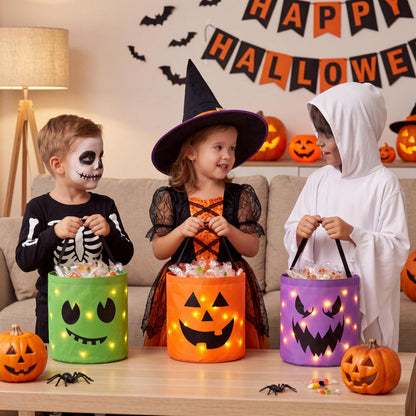 3 PCS Light Up Pumpkin Buckets - Glow While You Trick or Treat – Ventayo