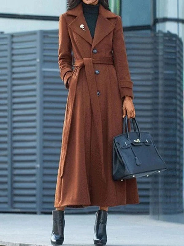 Women's Long Winter Coat with Belt