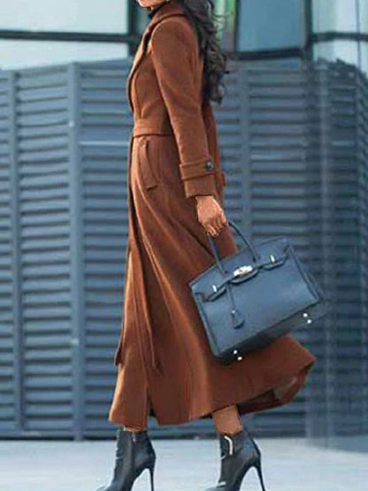 Women's Long Winter Coat with Belt
