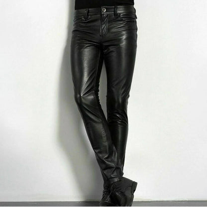 Pantaloni in pelle nera da uomo