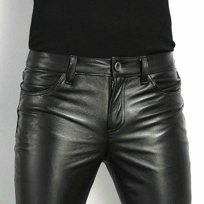 Pantaloni in pelle nera da uomo