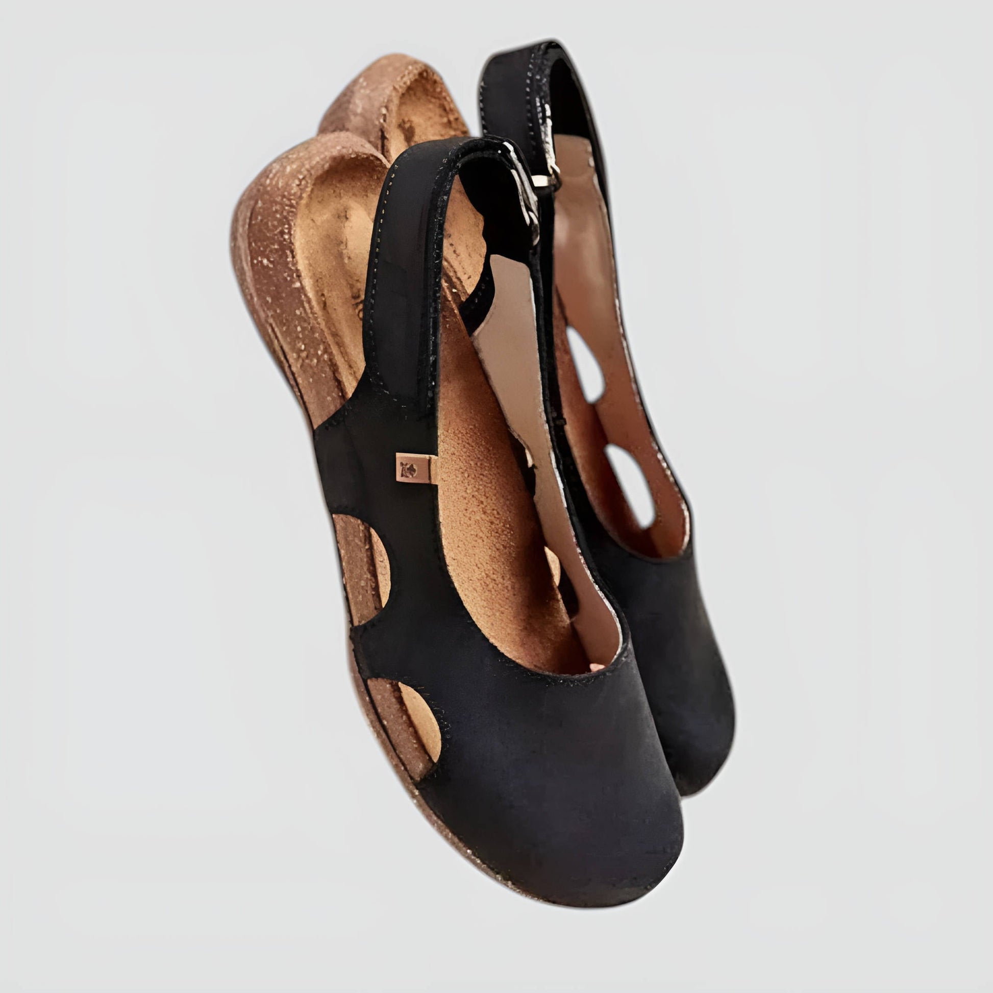 Women's Breathable Leather Summer Flats With Cork Insole