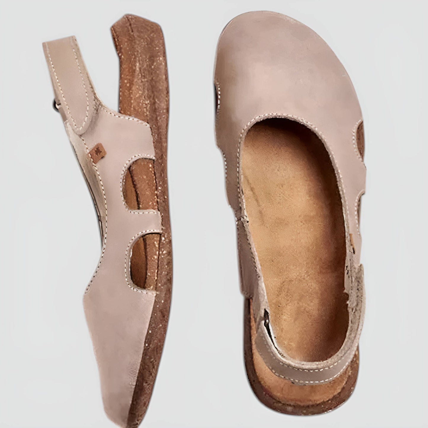 Women's Breathable Leather Summer Flats With Cork Insole