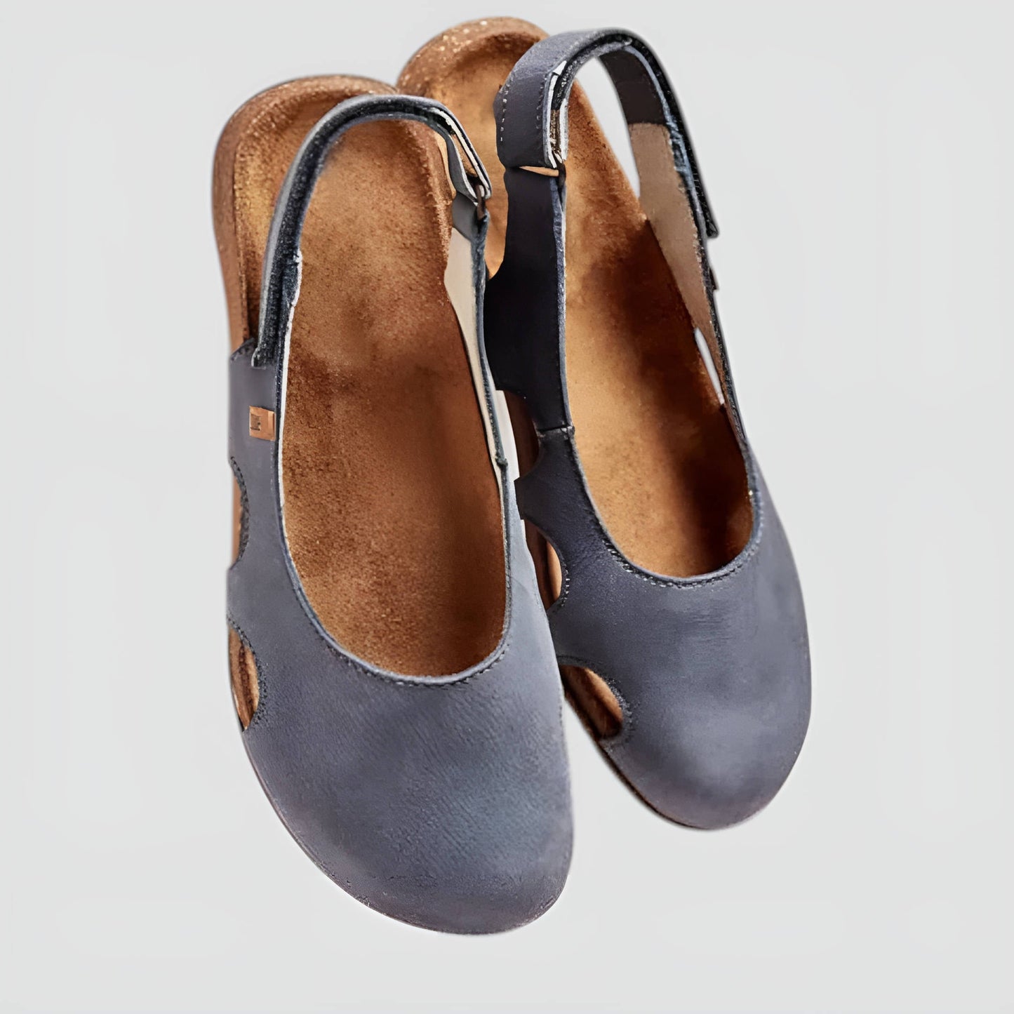 Women's Breathable Leather Summer Flats With Cork Insole