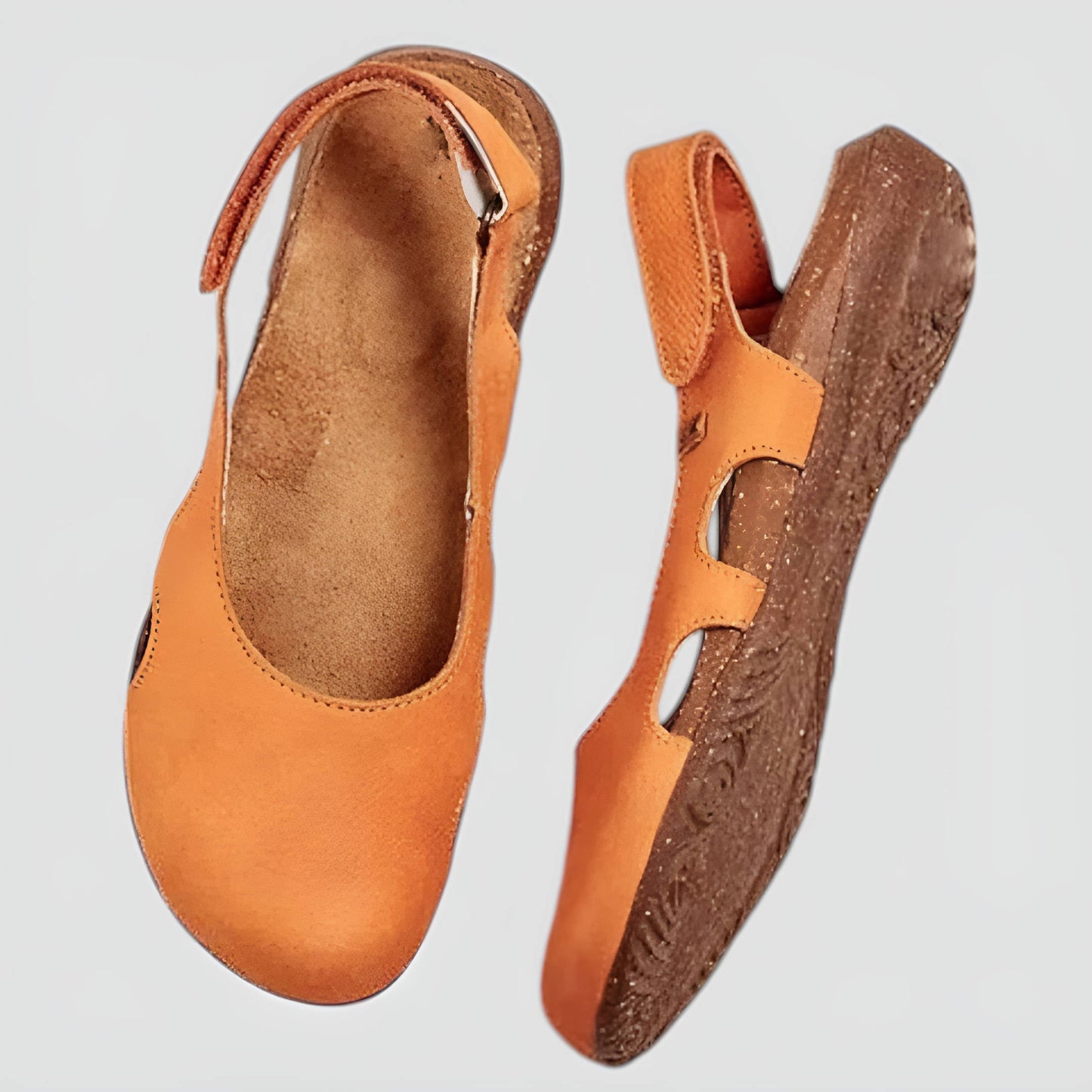 Women's Breathable Leather Summer Flats With Cork Insole