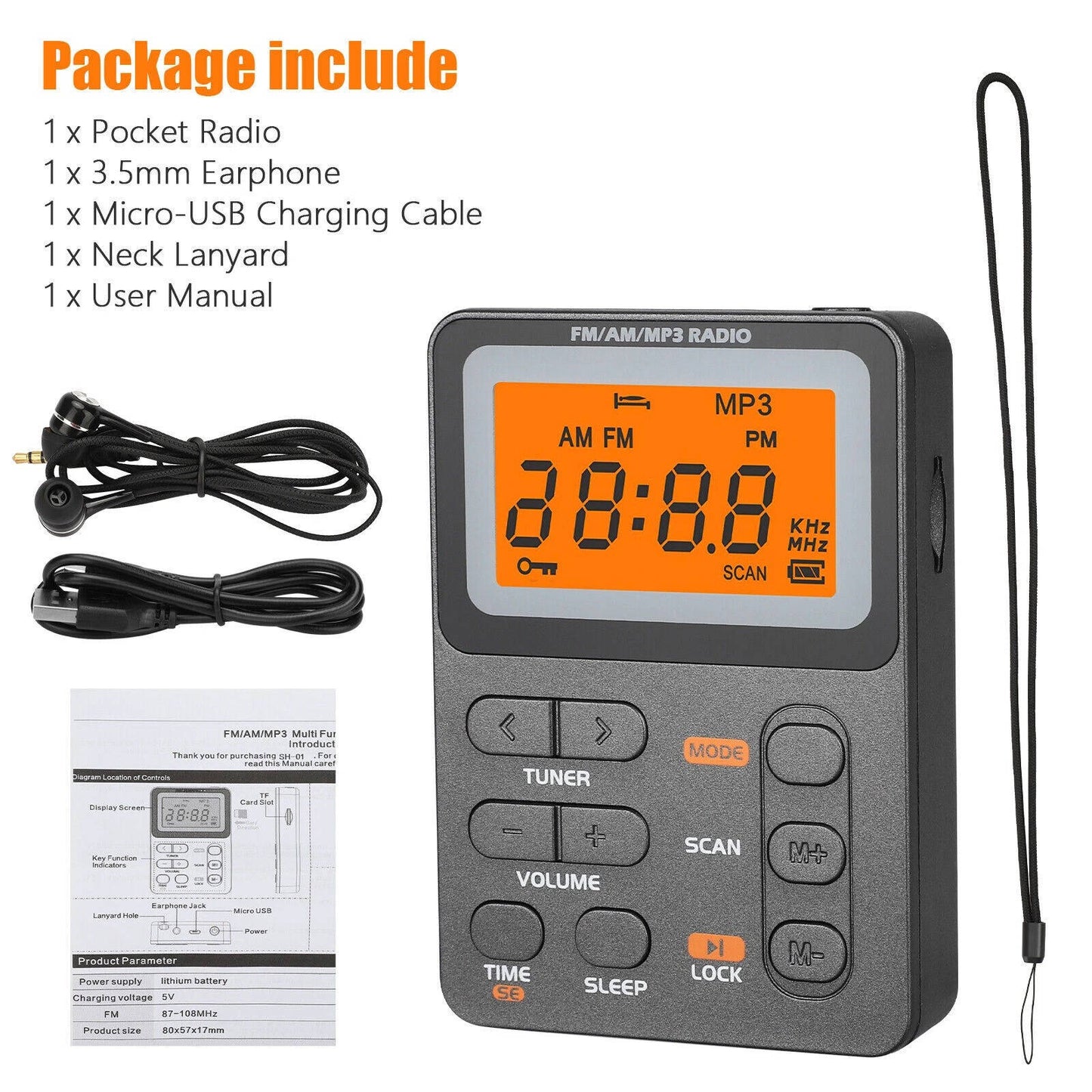Battery Operated AM/FM Pocket Radio – Strong Signal, Best Reception On-the-Go