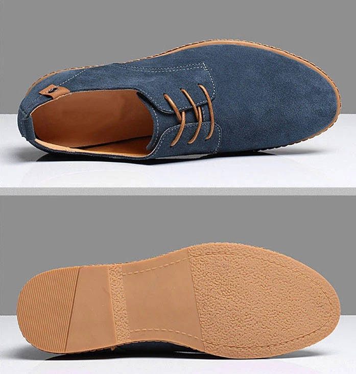 Men's Suede Oxford Dress Shoes Casual Leather Lace Up