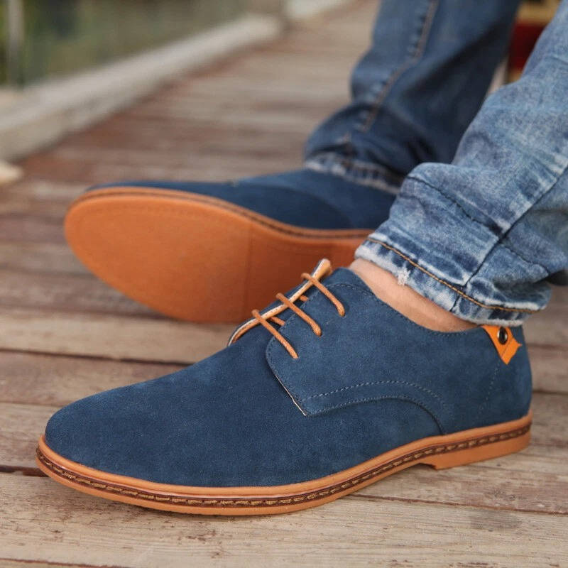 Men's Suede Oxford Dress Shoes Casual Leather Lace Up