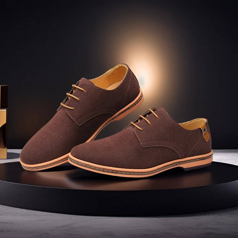 Men's Suede Oxford Dress Shoes Casual Leather Lace Up