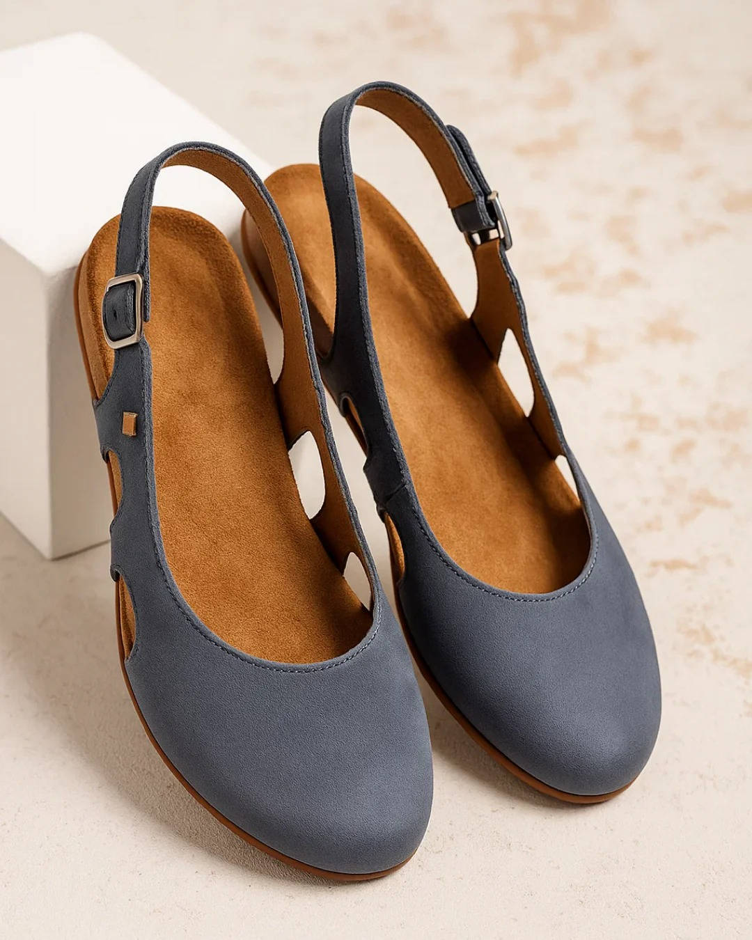 Women's Breathable Leather Summer Flats With Cork Insole