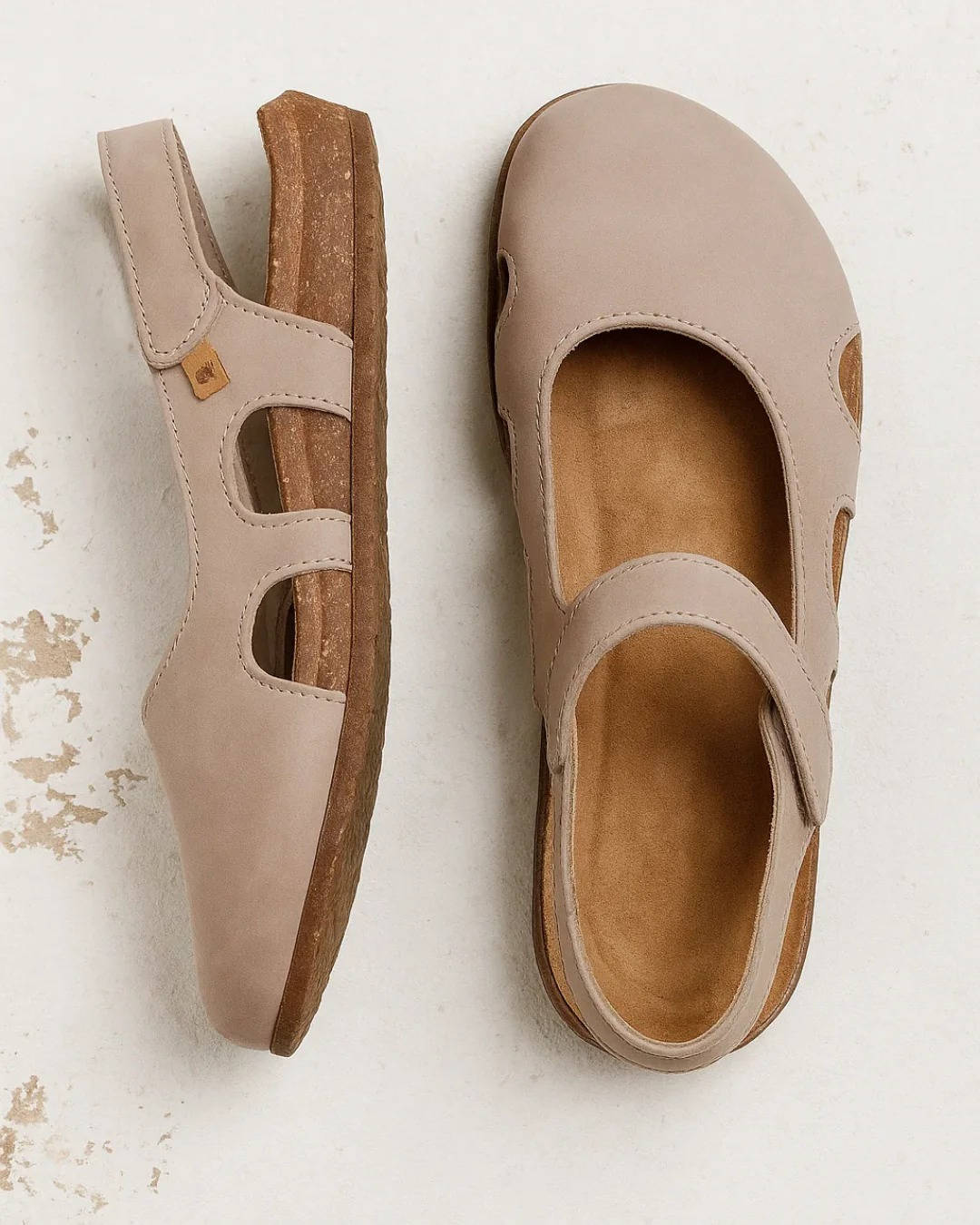 Women's Breathable Leather Summer Flats With Cork Insole