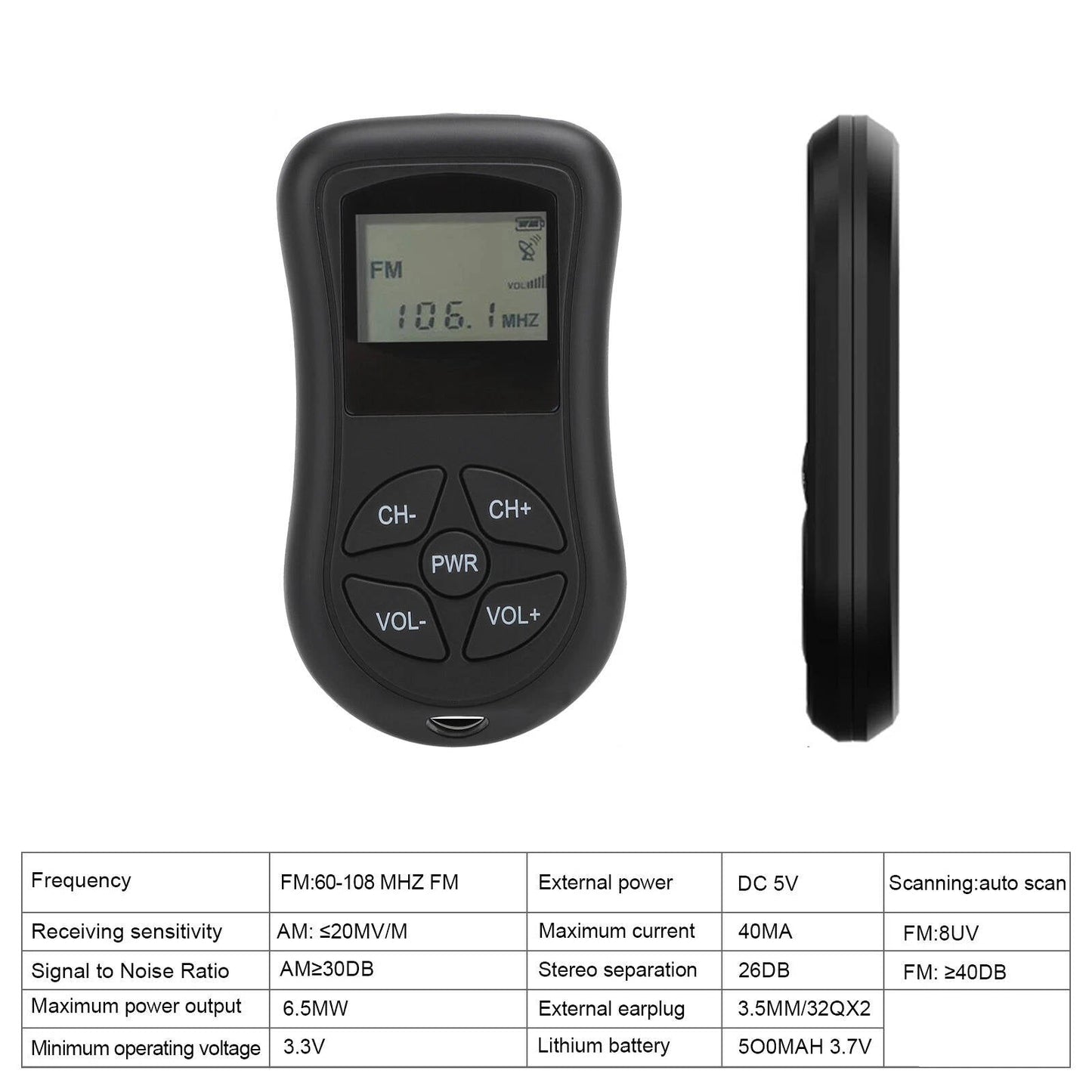 Portable Mini Pocket Radio AM/FM