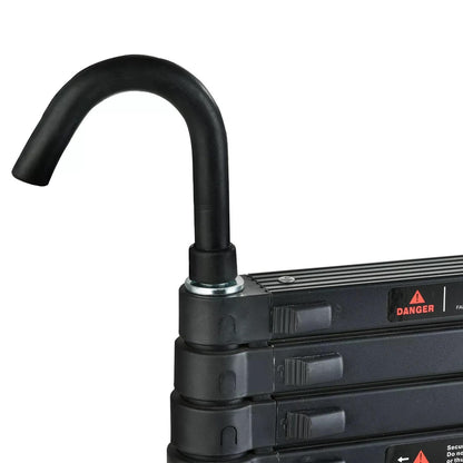 Telescoping Ladder Compact Extension Aluminum with 2 Detachable Roof Hooks