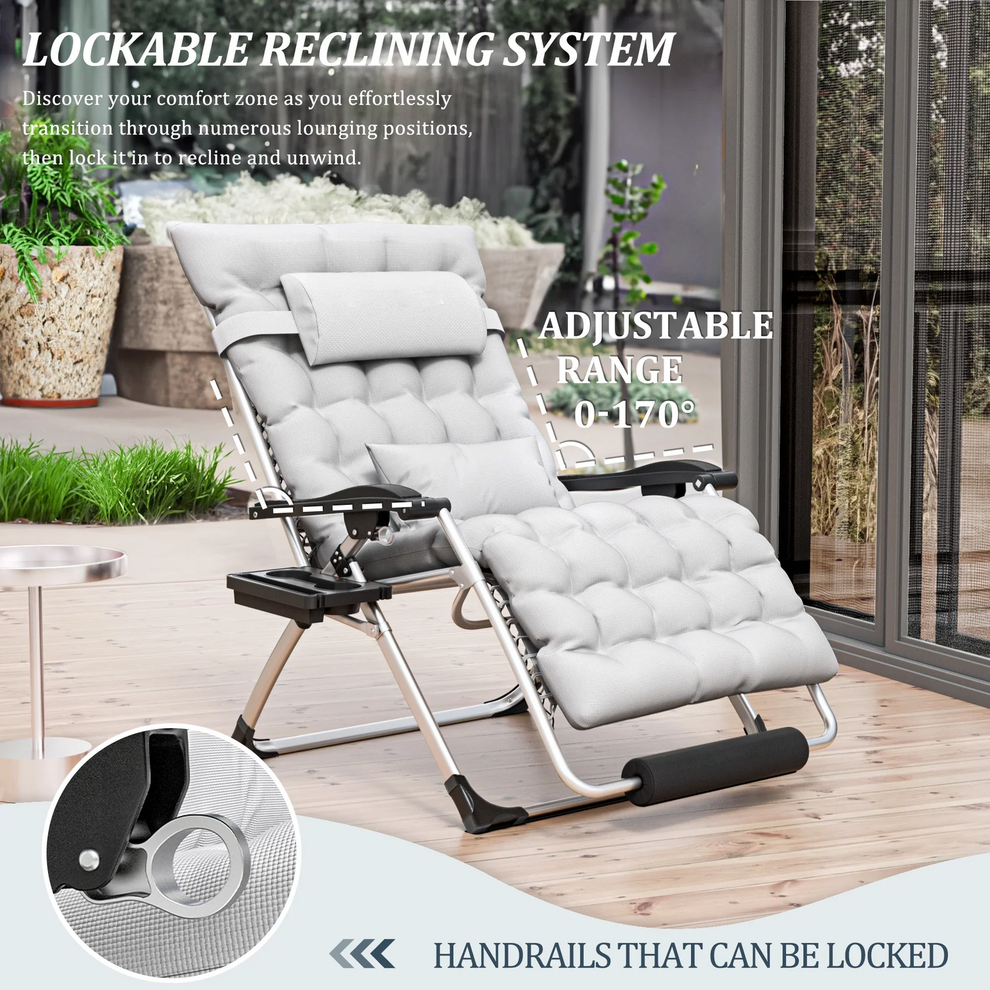 Heavy-Duty Outdoor Folding Lounge Chair – 500LB Capacity Patio Recliner | Ventayo