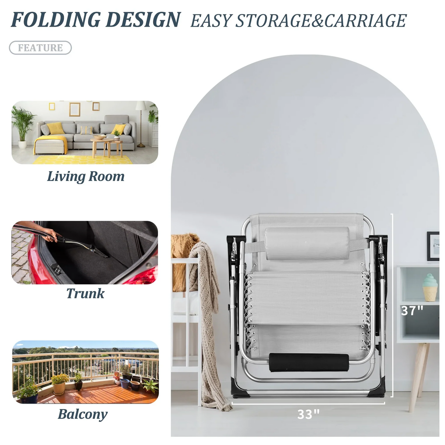 Reclining Outdoor Chair for Seniors – Adjustable Folding Lounger, Holds 500 LB | Ventayo