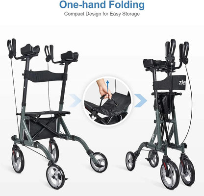 Senior safety stand up rollator walker with armrests