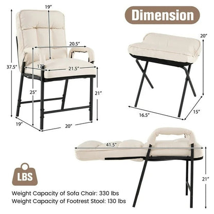 Ottoman Accent Chair with Adjustable Backrest