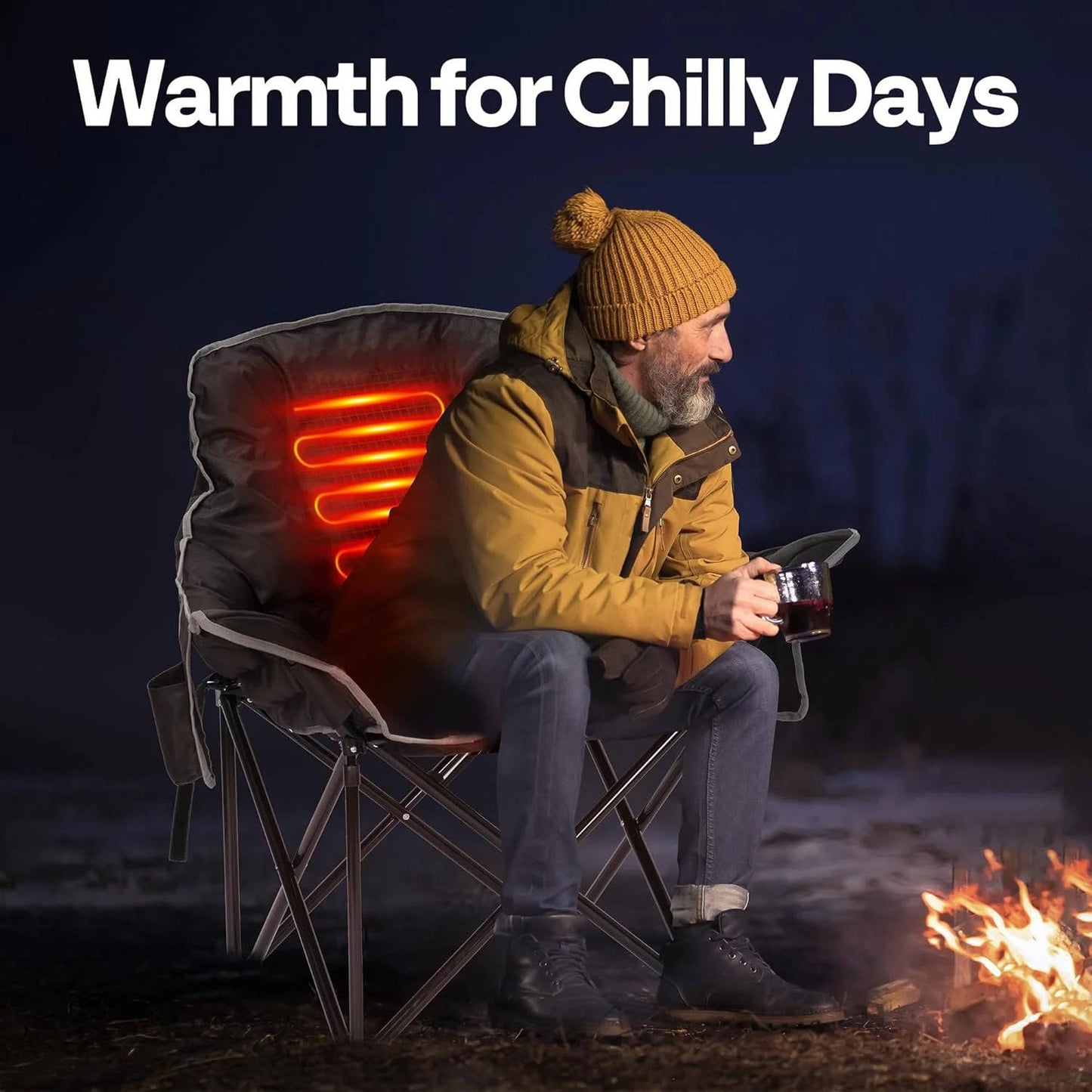 Oversized Heated Camping Chair with Power Bank
