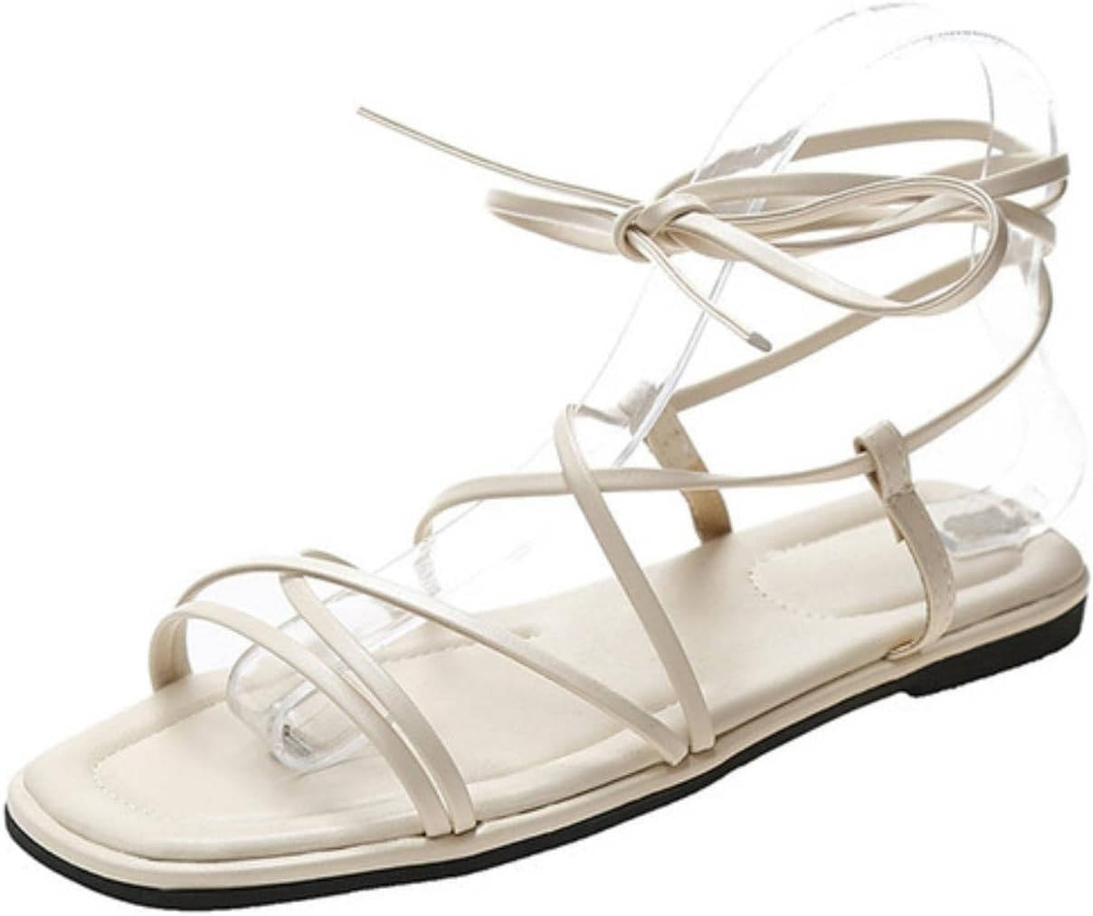 Women's Strappy Lace Up Flat Sandals