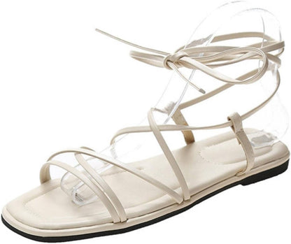 Women's Strappy Lace Up Flat Sandals