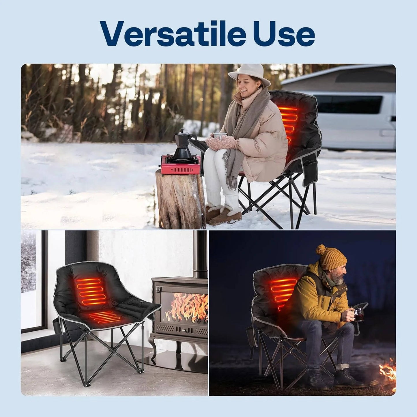 Oversized Heated Camping Chair with Power Bank