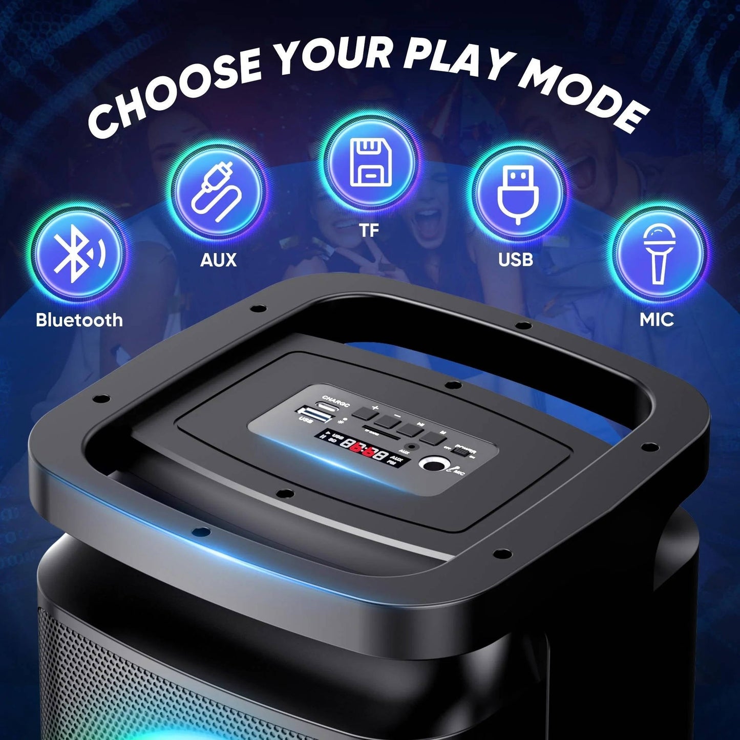Portable Party Speaker With Loud Sound And Microphone Jack