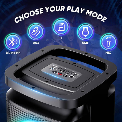 Portable Party Speaker With Loud Sound And Microphone Jack