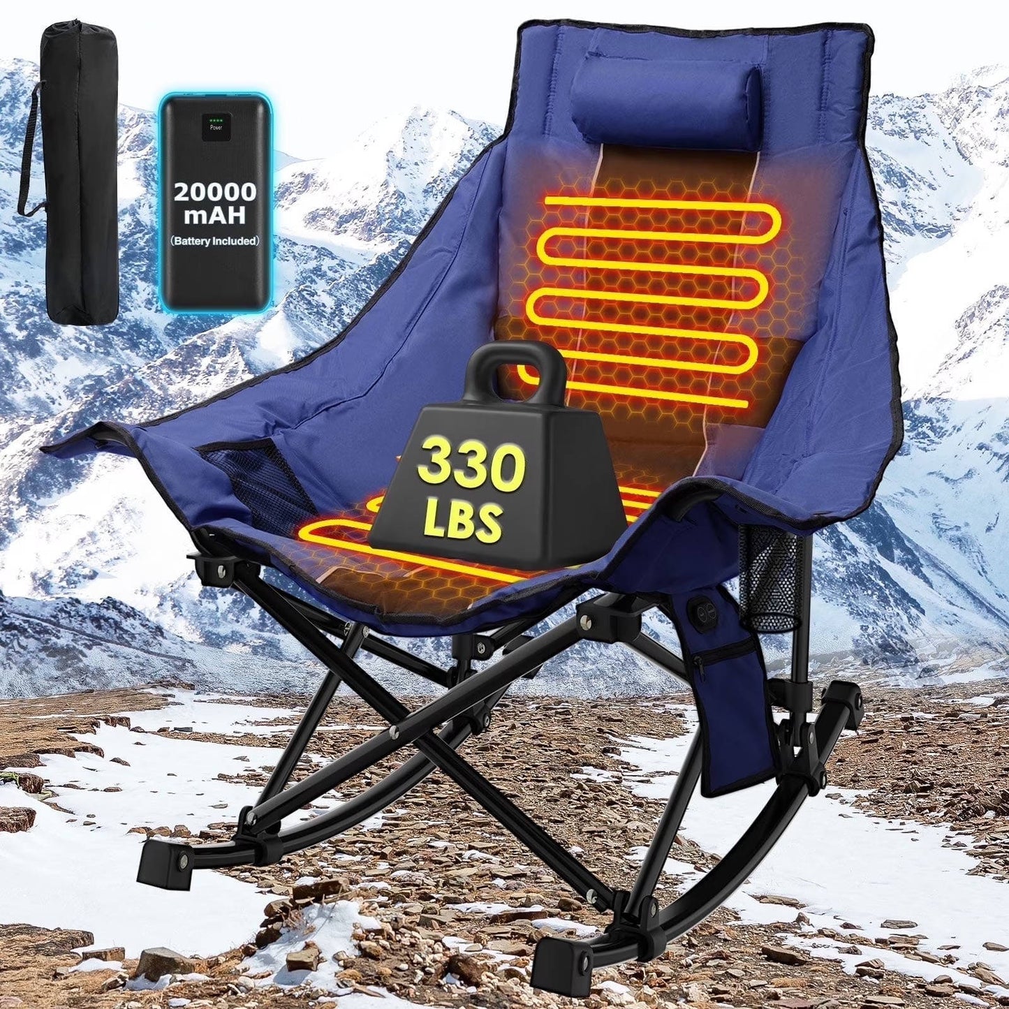 Oversized Heated Rocking Camping Chair