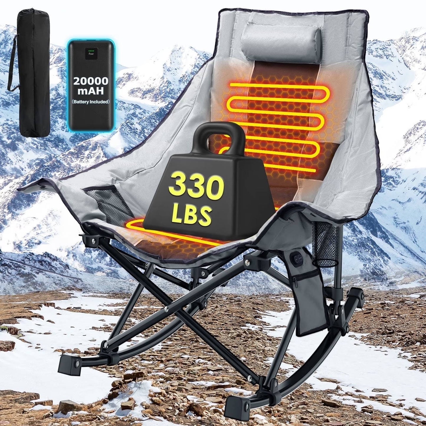 Oversized Heated Rocking Camping Chair