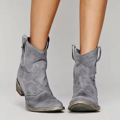 Women's Ankle Leather Cowboy Boots