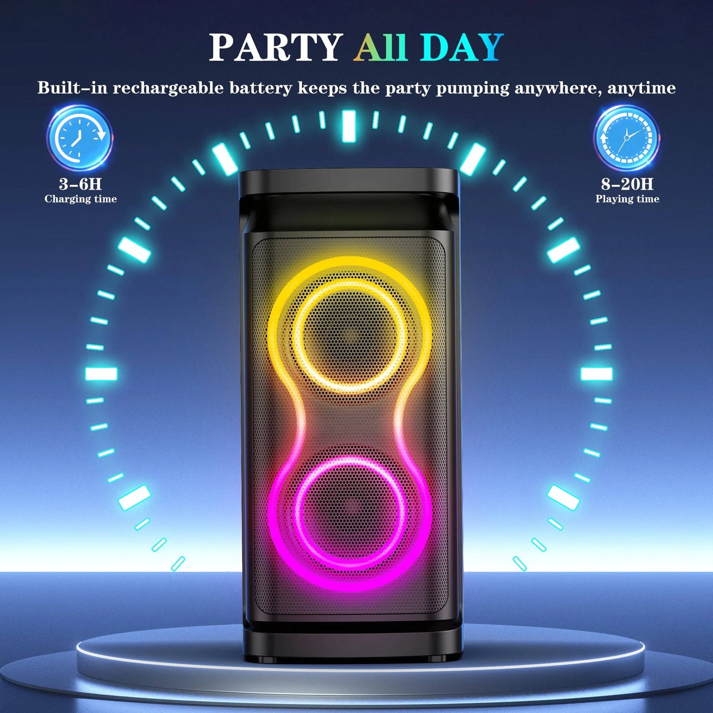 Portable Party Speaker With Loud Sound And Microphone Jack