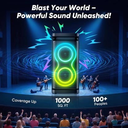 Portable Party Speaker With Loud Sound And Microphone Jack