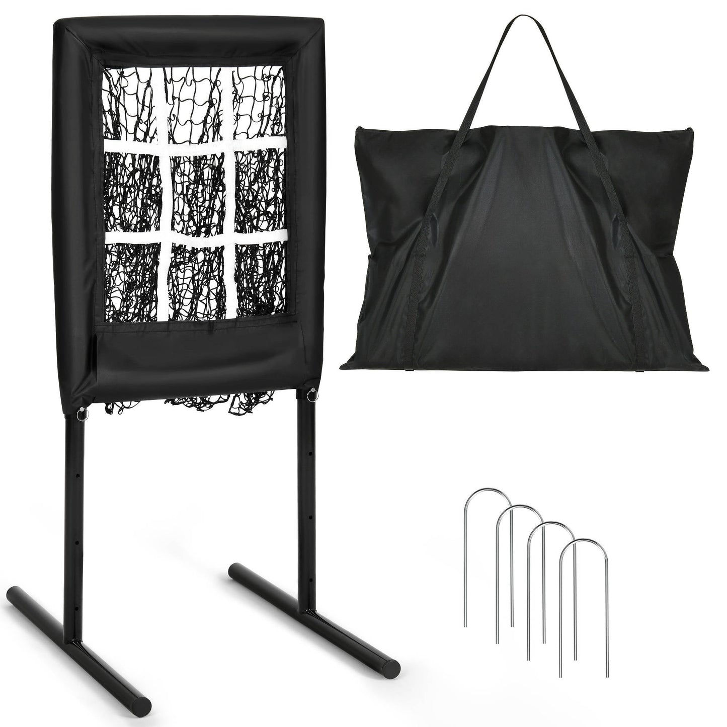 9 Hole Portable Baseball Pitching Net With Strike Zone