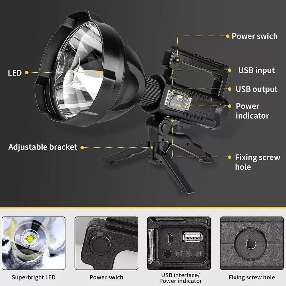 Super Bright LED Searchlight Handheld Flashlight