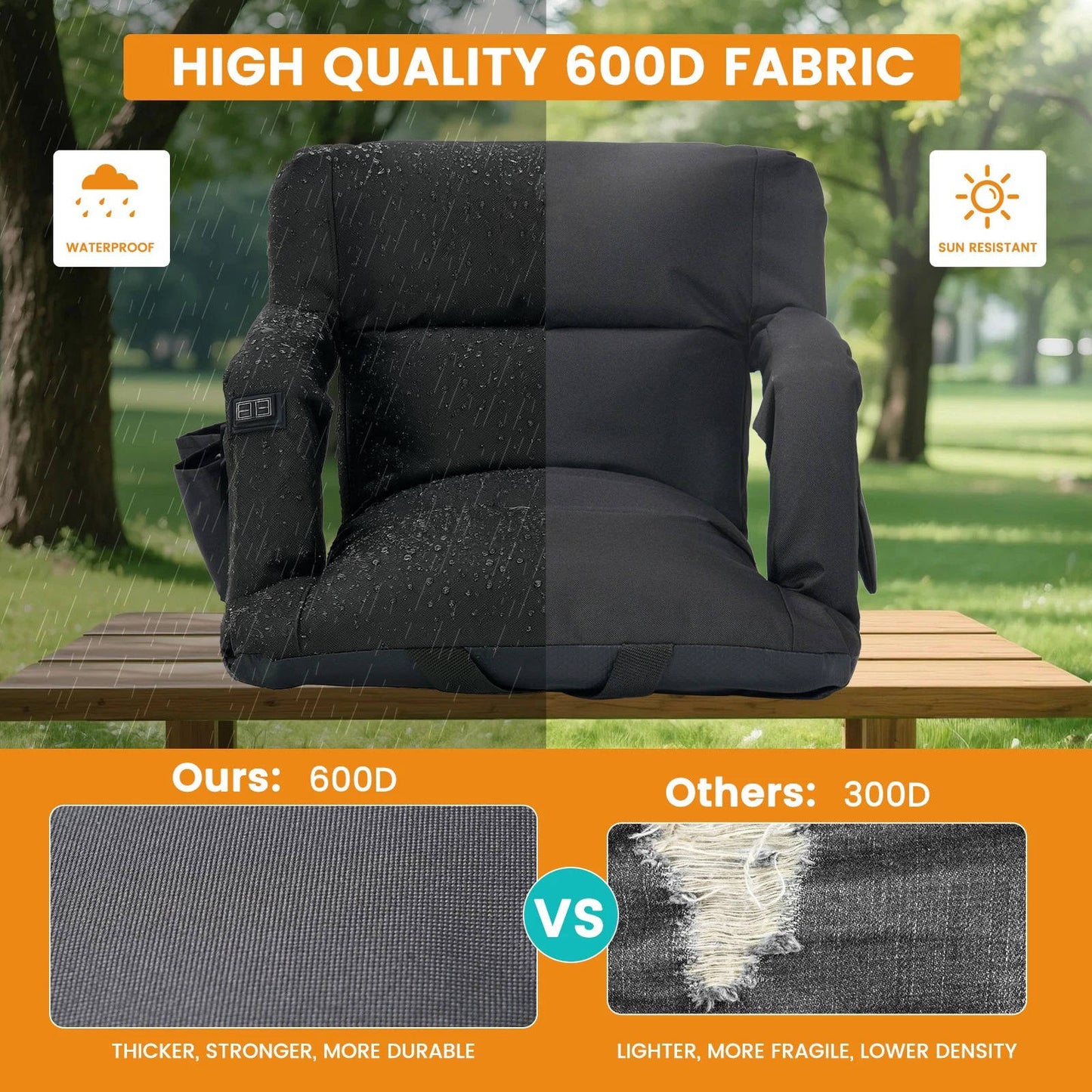 Heated Stadium Seat with Back Support