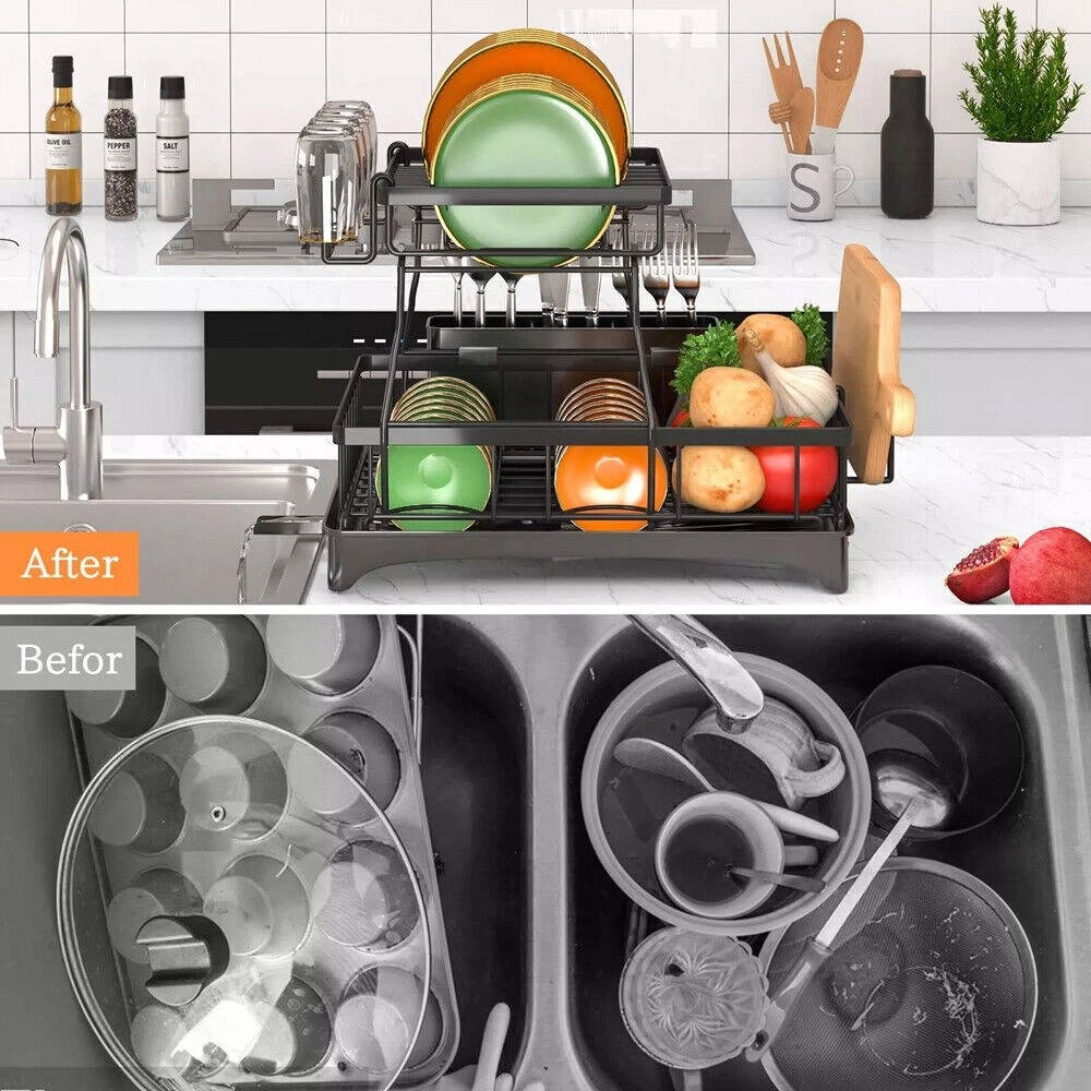 Over Sink Dish Drying Rack 2 Tier