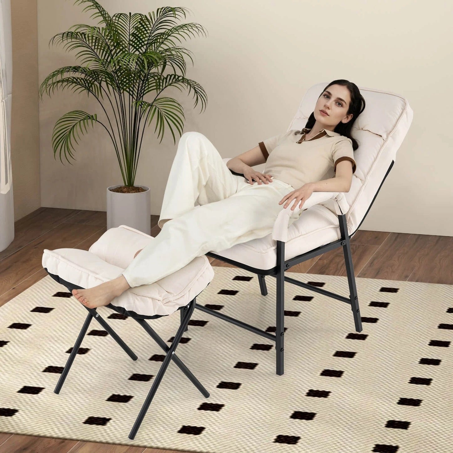 Ottoman Accent Chair with Adjustable Backrest