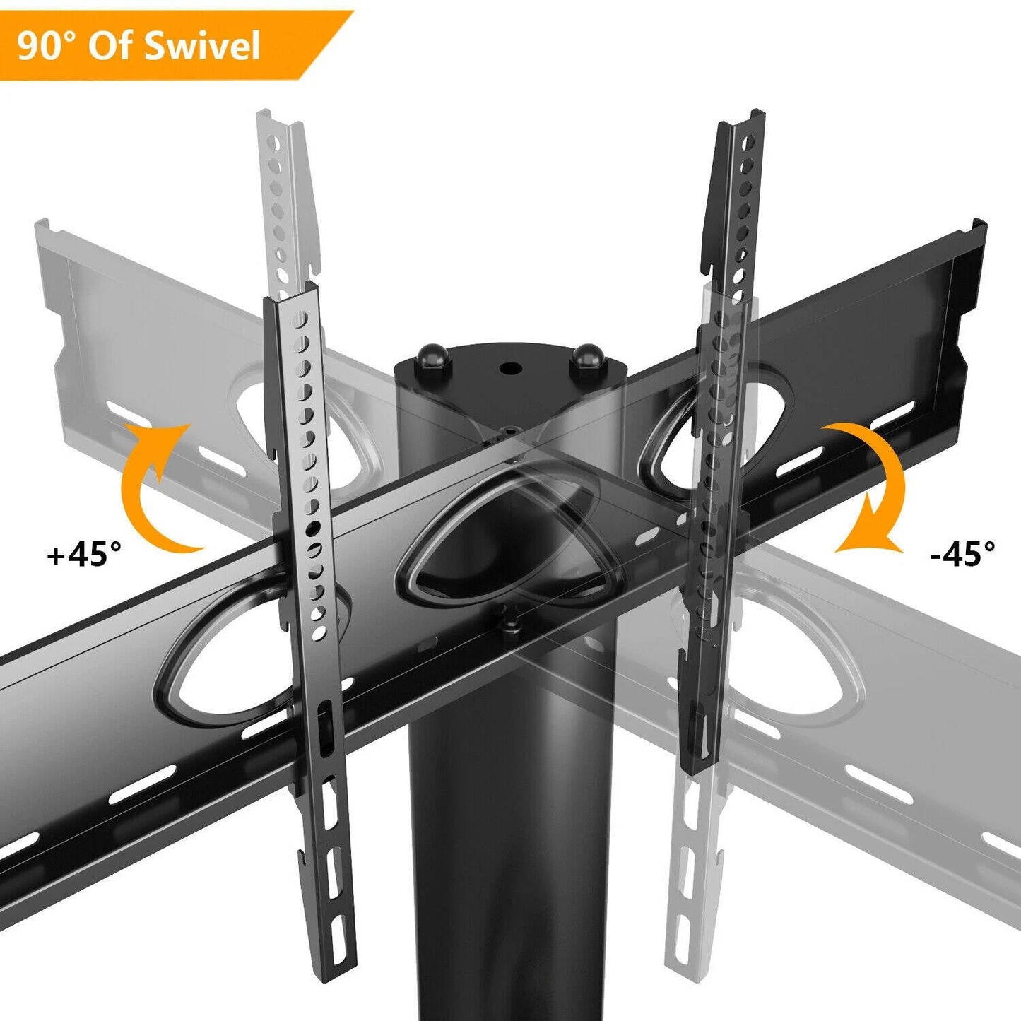 Glass Floor TV Stand with Swivel Mount for 32 to 70 inch Flat Screen TVS