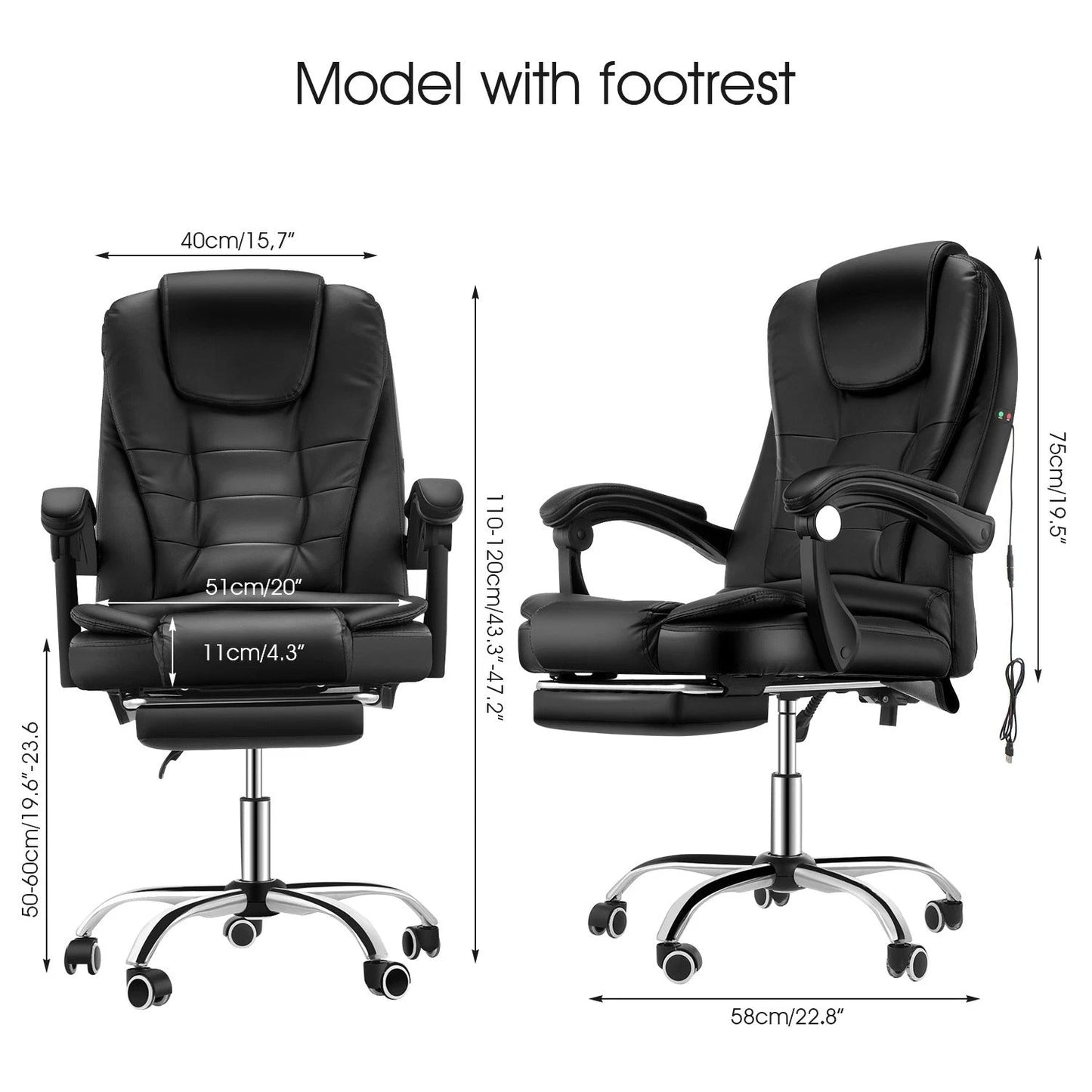 Ergonomic Office Chair with Massage – Lumbar Support & Reclining Function
