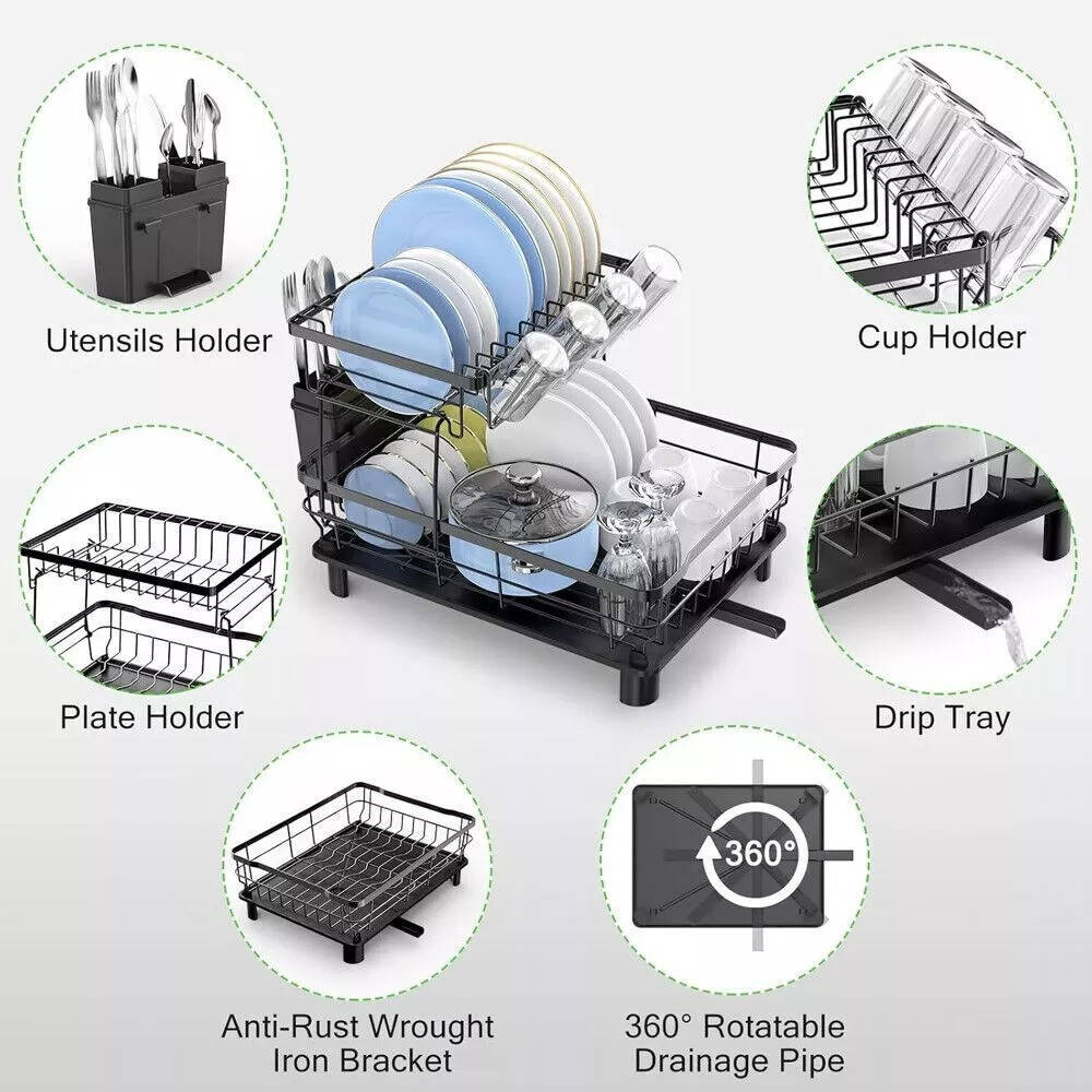Over Sink Dish Drying Rack 2 Tier