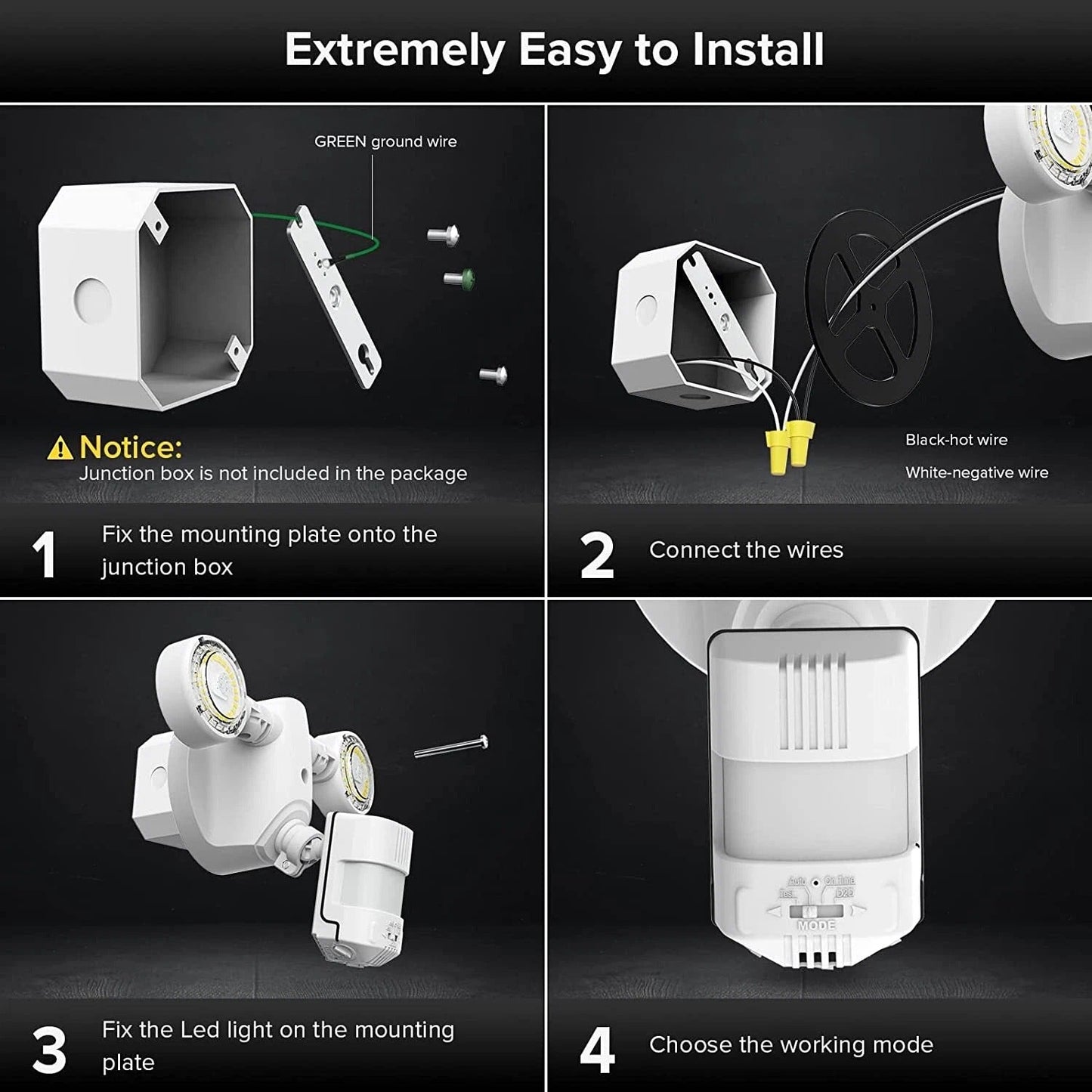 Motion Sensor LED Security Lights 15W Dusk to Dawn Outdoor Floodlight